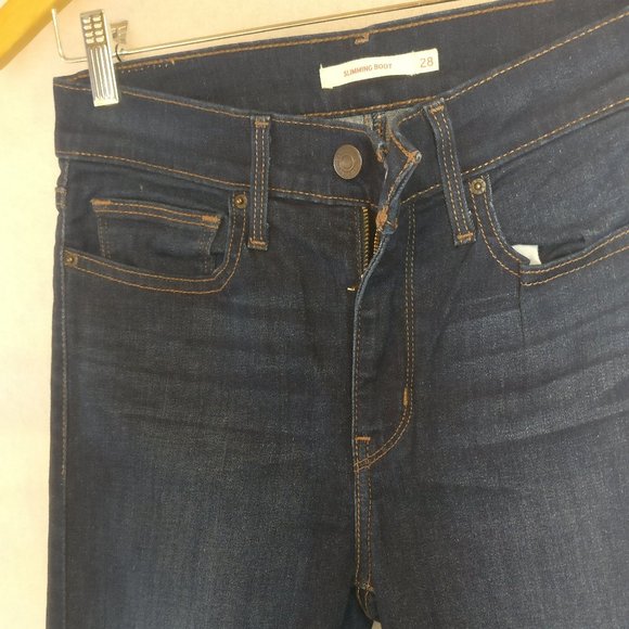 Levi's Midrise Canyon Slimming Bootcut dark wash Jeans 89%Cotton Zip Fly 28 TALL - Picture 5 of 11